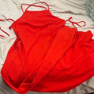 Red Strappy Slip Dress